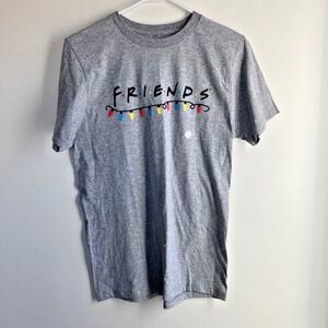Pacsun x Friends Christmas Shirt Womens Small‎ Gray Holiday Lights Tee